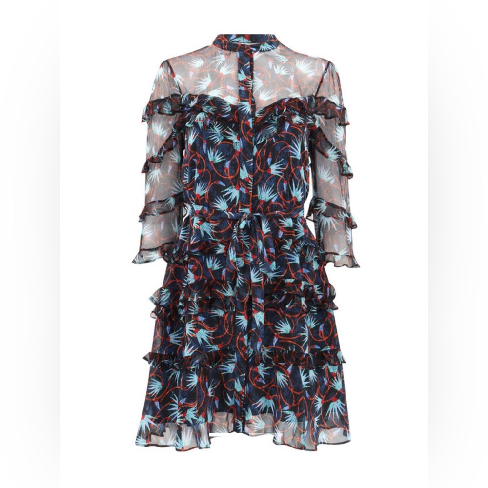Saloni Tasha abstract-print silk mini dress
